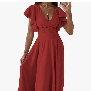 Dokotoo Women’s V Neck Elegant Party Dress Short Sleeve